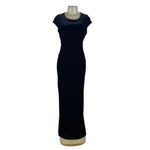 Rubber Ducky Womens Black Velvet Open Back Maxi Dress Size Large